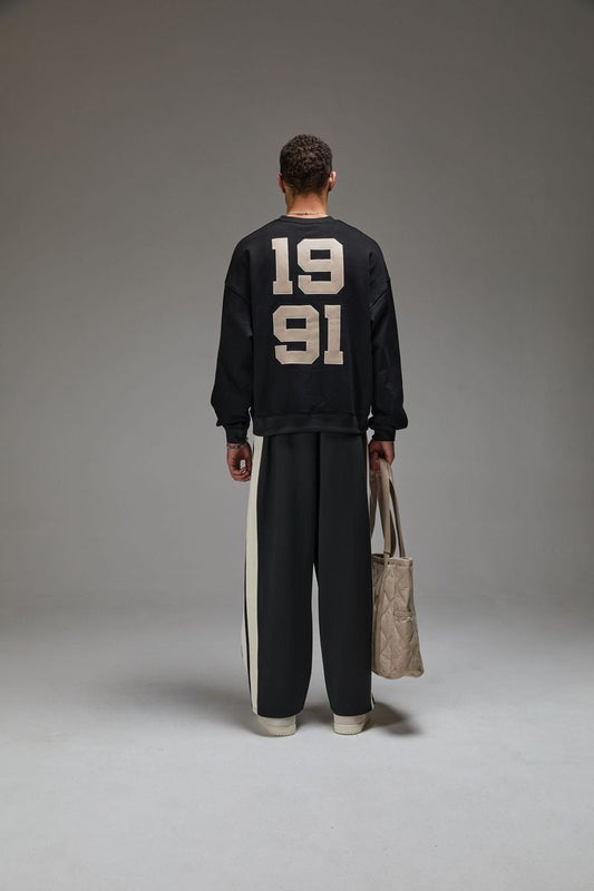 Criminal Damage Leather Applique Logo Sweatshirt